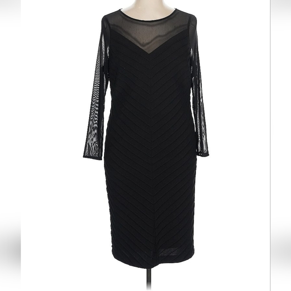 Adrianna Papell Black Midi Cocktail Dress